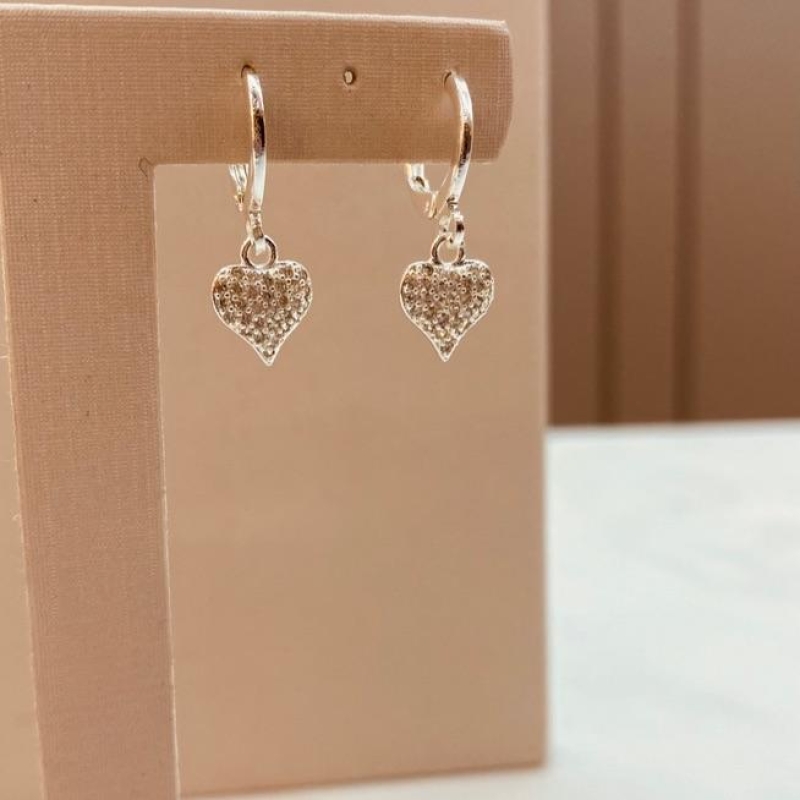 BR PRATA ARGOLA FINA PG CORAÇÃO MICRO CRAVEJADO