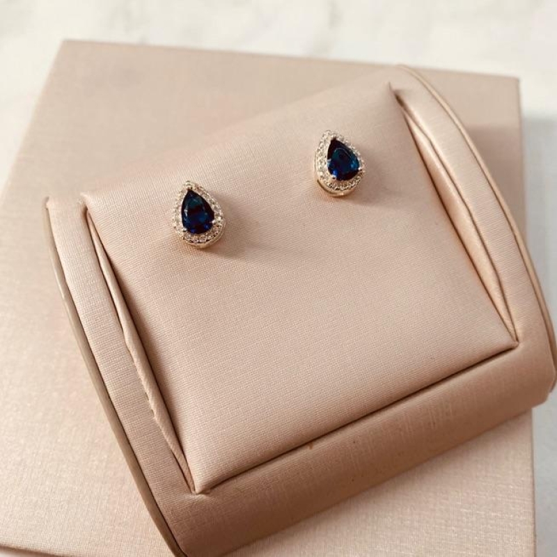 BR PRATA GOTA SAFIRA MICRO CRAVEJADO EM VOLTA P