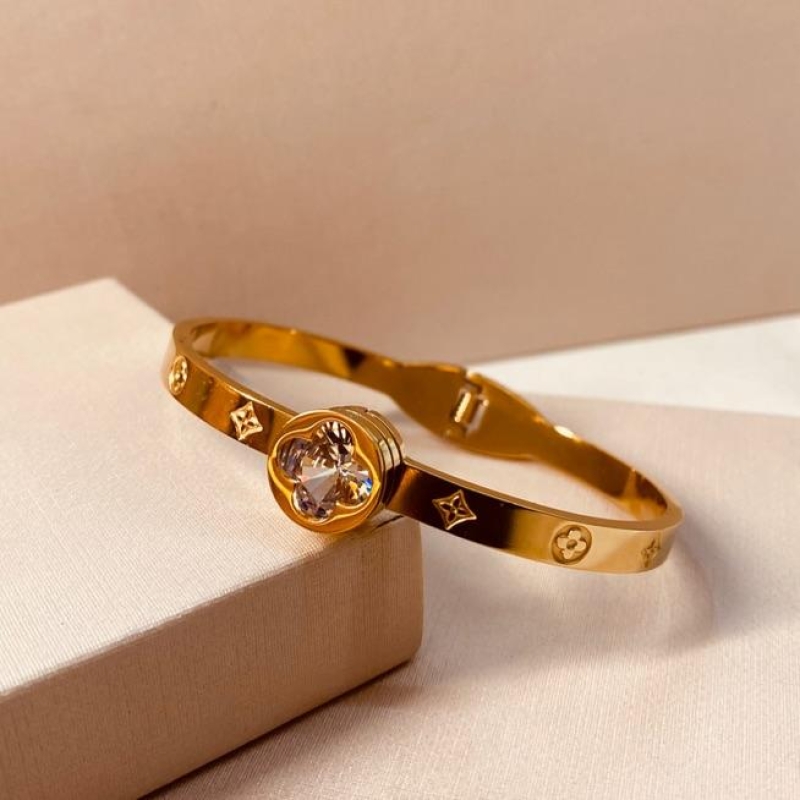 BRAC AÇO OURO ZIRCONIA E DETALHES VAN