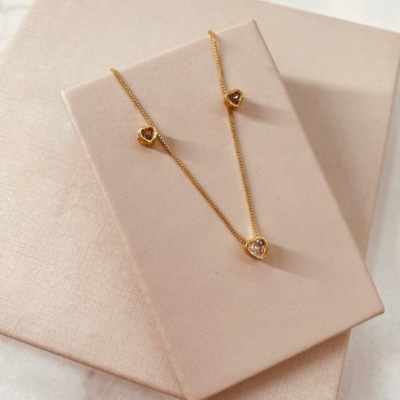 CJ OURO CORAÇÃO ZIRCONIA CAIXA ALTA