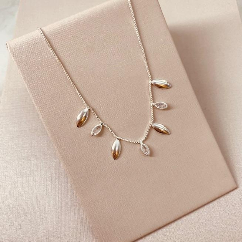 CK PRATA FOLHAS LISAS E ZIRCONIAS