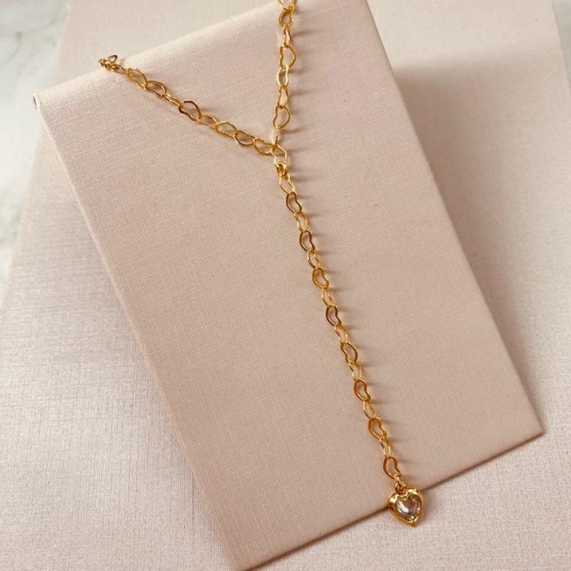 CL OURO GRAVATINHA CORAÇÕES CORAÇÃO ZIRCONIA