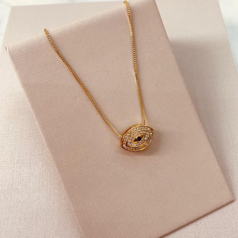 CL OURO OLHO GREGO MICRO CRAVEJADO