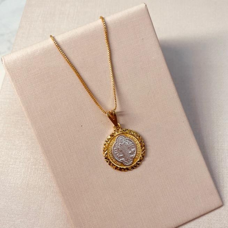 CL OURO SÃO BENTO RODINADO REPLICA