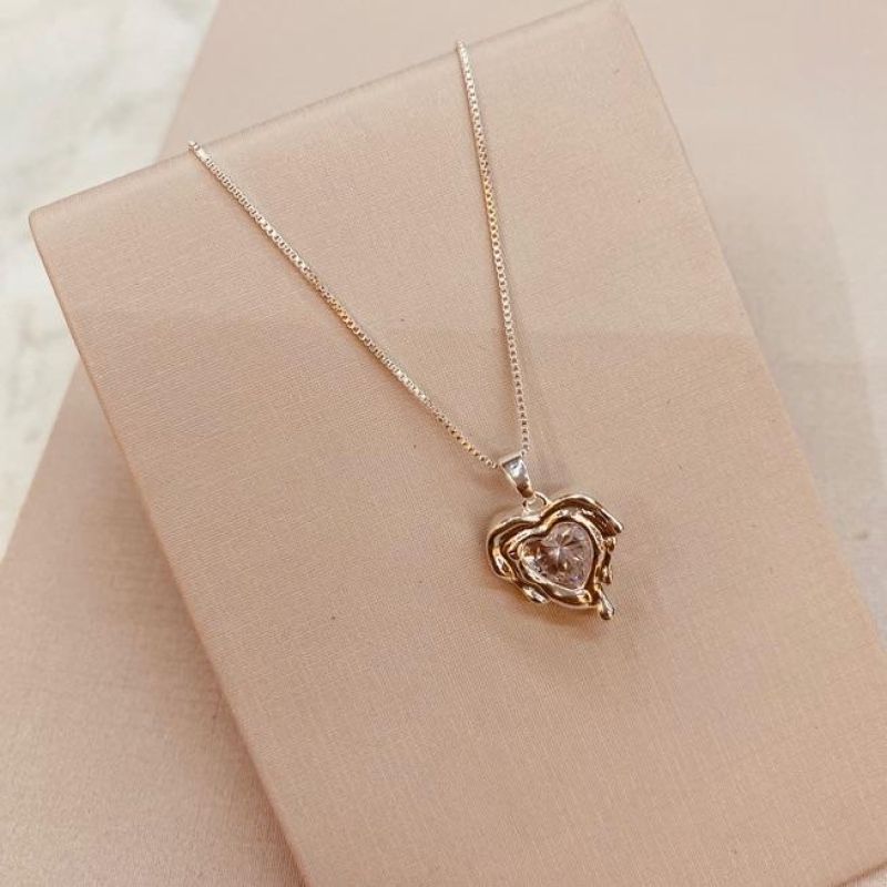 CL PRATA CORAÇÃO ORGANICO CRISTAL