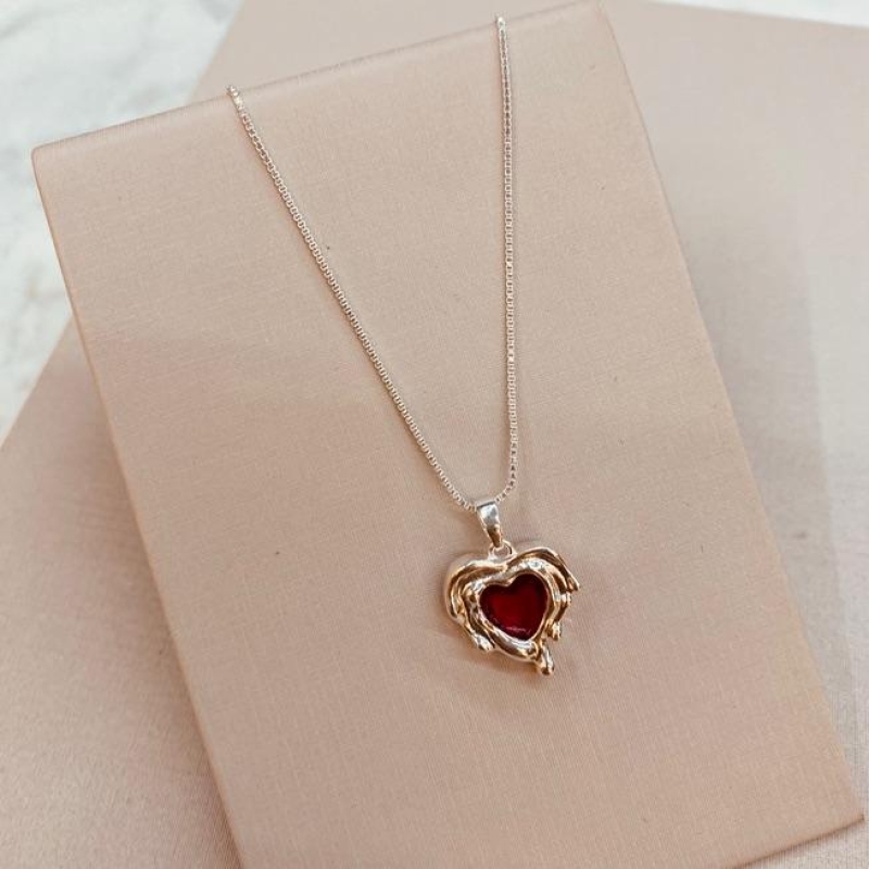 CL PRATA CORAÇÃO ORGANICO RUBI