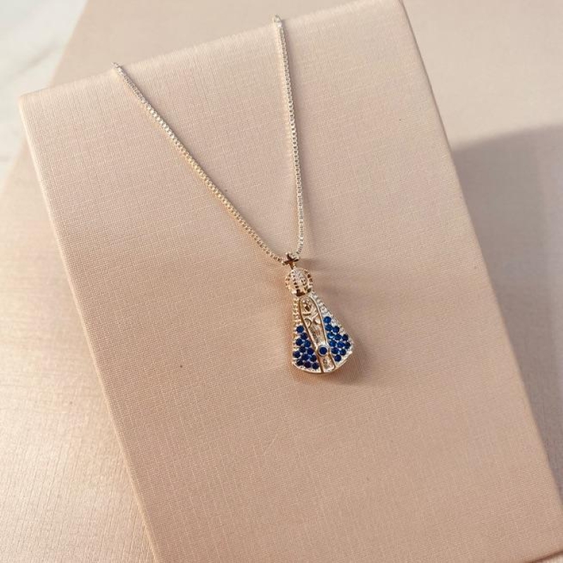 CL PRATA NSA SENHORA MANTO AZUL