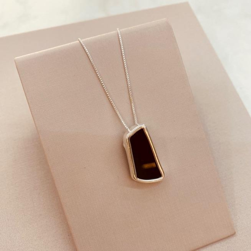 CL PRATA ORGANICO RESINA RETANGULAR BLACK