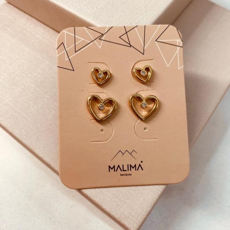 DL OURO CORAÇÃO VAZADO ZIRCONIA