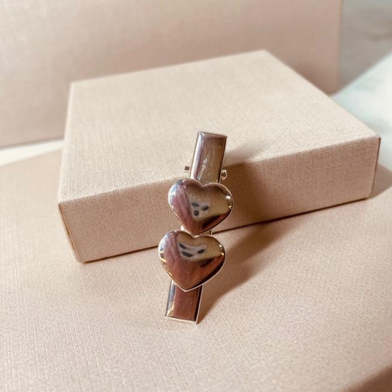 PRESILHA PRATA 2 CORAÇÕES LISOS