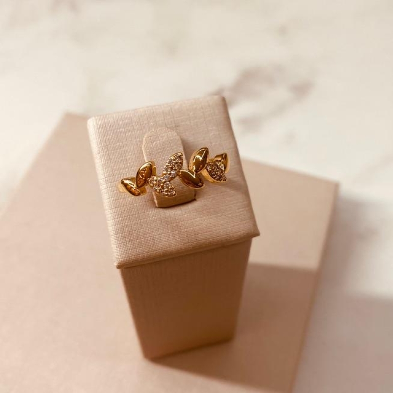 AN OURO FOLHAS LISAS E MICRO CRAVEJADAS