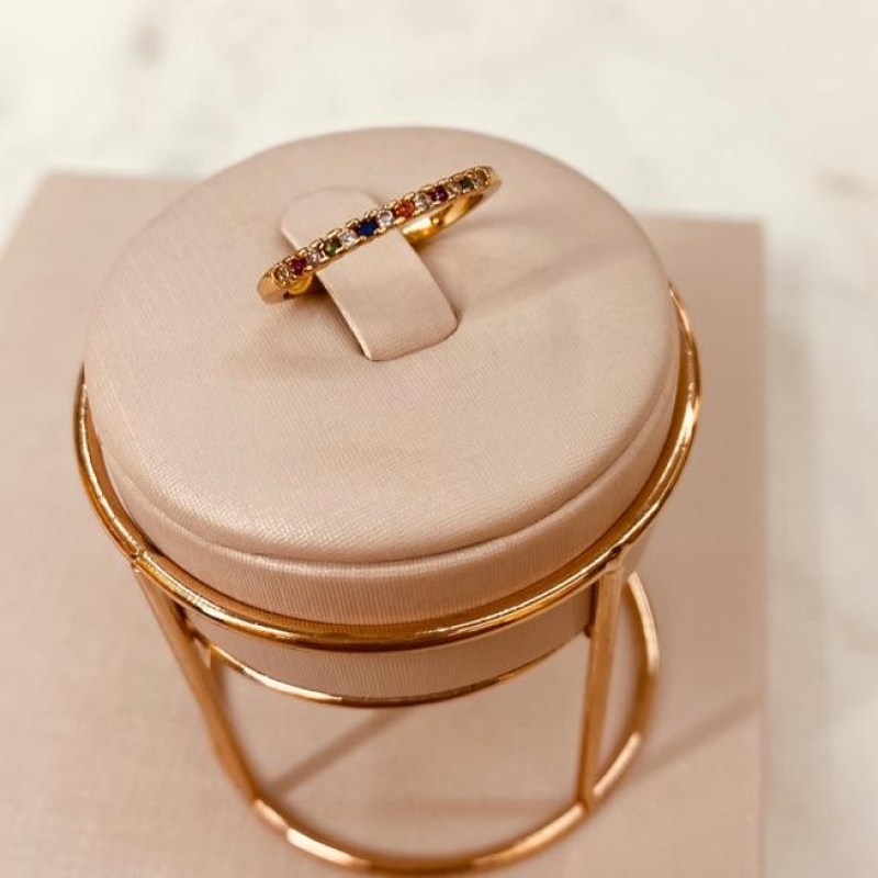 AN OURO MEIA ALIANÇA MICROCRAVAÇÃO INGLESA COLOR