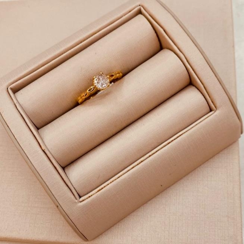 AN OURO SOLITÁRIO 5MM ARO TRABALHADO