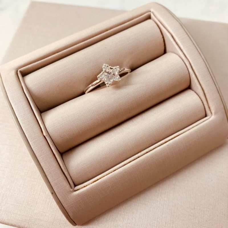 AN PRATA SOLITÁRIO ZIRCONIA ESTRELA INTERNA