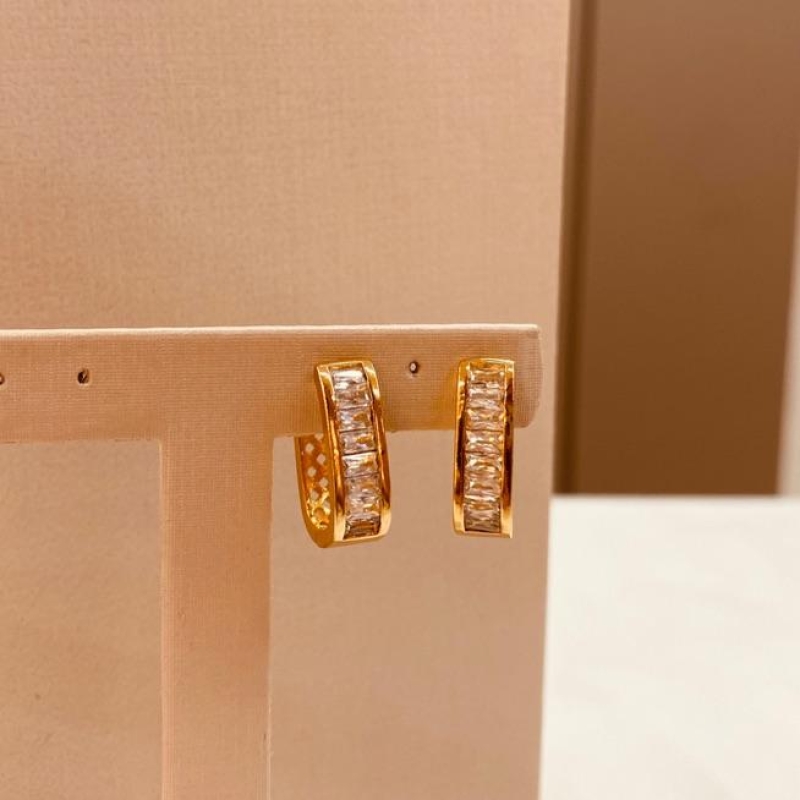 BR OURO ARGOLA OVAL BAGUETE CRISTAL