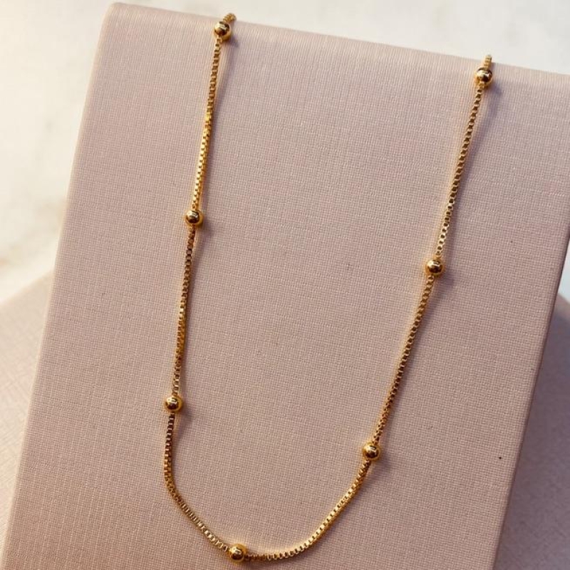 CR OURO VENEZIANA BOLINHAS 60CM