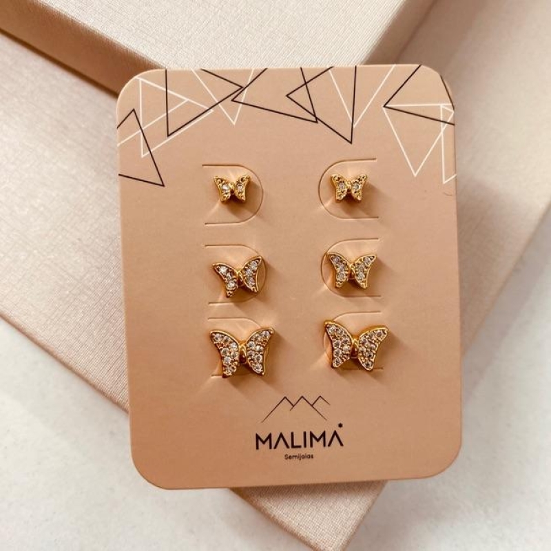 TR OURO BORBOLETA MICRO CRAVEJADA