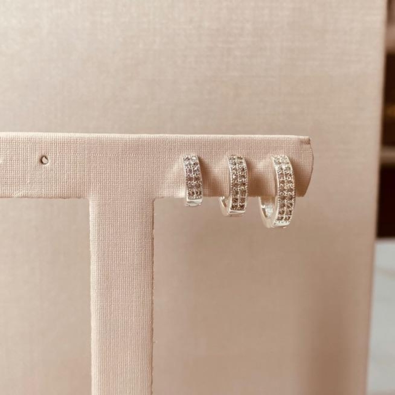 TR PRATA ARGOLA 2 FILEIRAS MICRO CRAVEJADAS