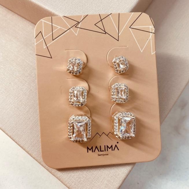 TR PRATA ZIRCONIA QUADRADA MICRO CRAVEJADO