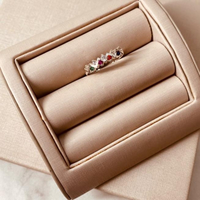 AN PRATA COM ZIRCONIAS CRISTAL E COLORS