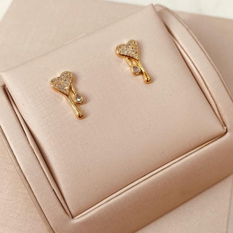 BR OURO CORAÇÃO AQUA MICROCRAVEJADO P