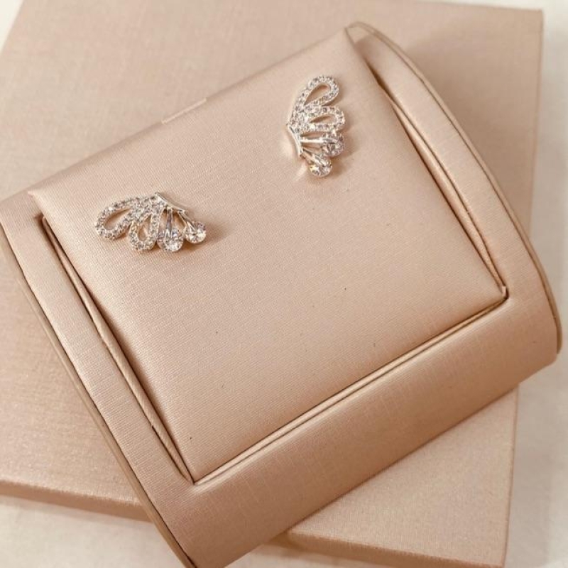 BR PRATA ASAS DE BORBOLETA ZIRCONIAS