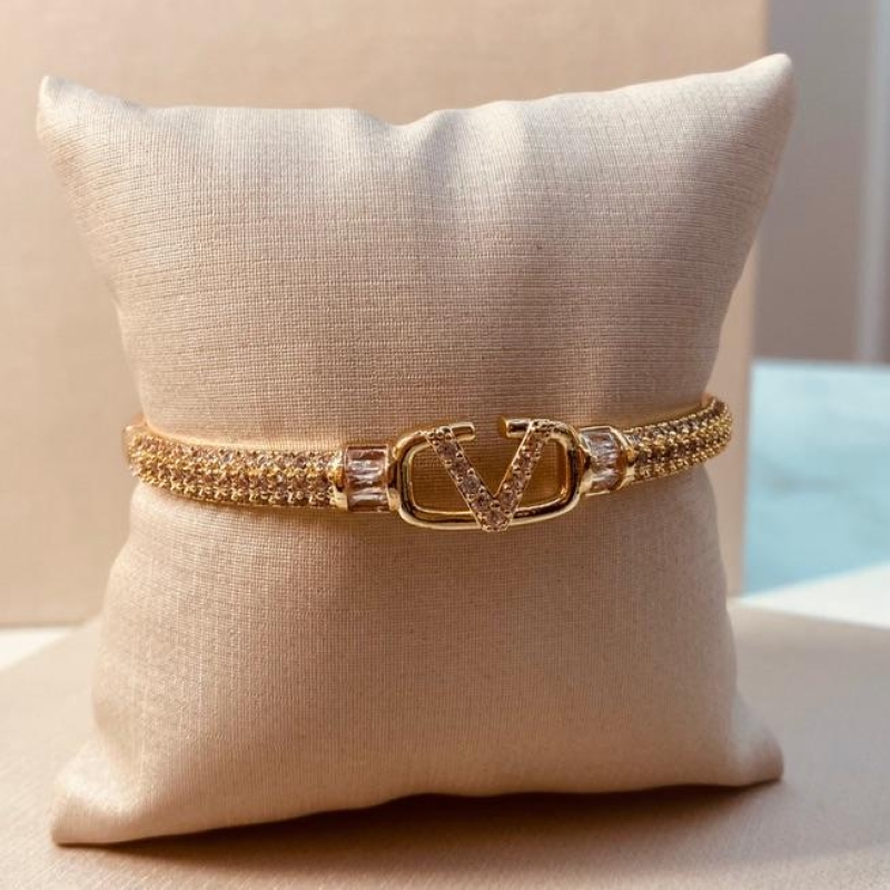 BRAC OURO CRAVEJADO VALENTINO