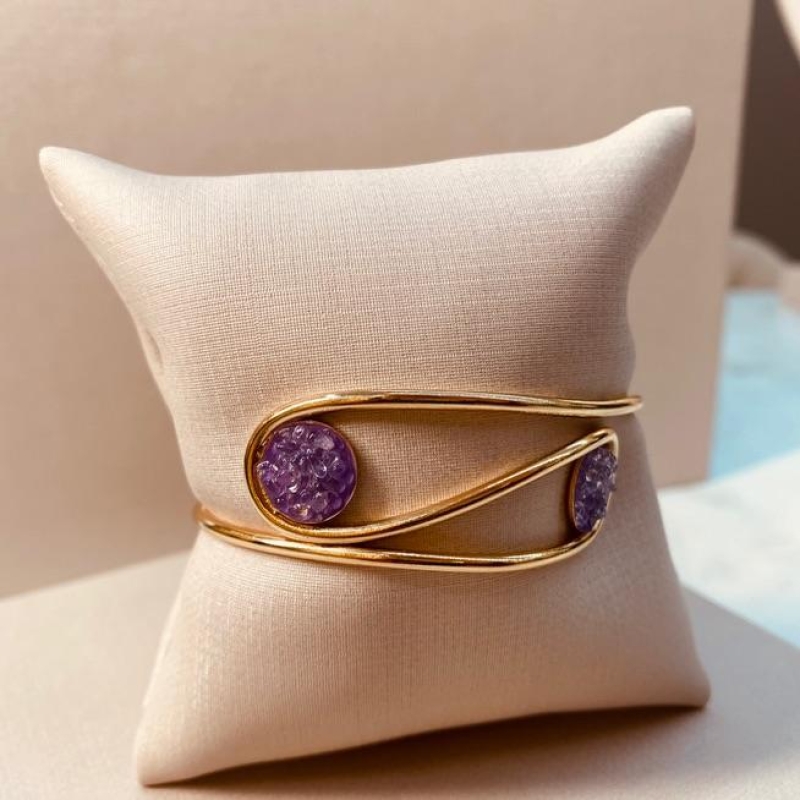 BRAC OURO FRAGMENTOS AMETISTA