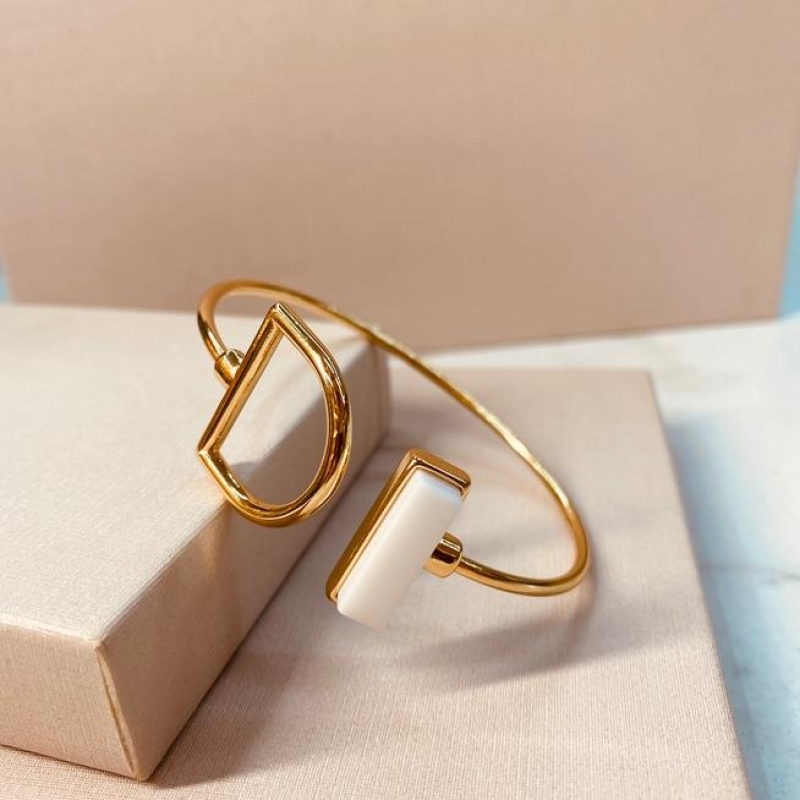 BRAC OURO GEOMÉTRICO PORCELANA