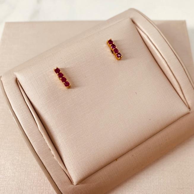 BR OURO 4 ZIRCONIAS ROSA