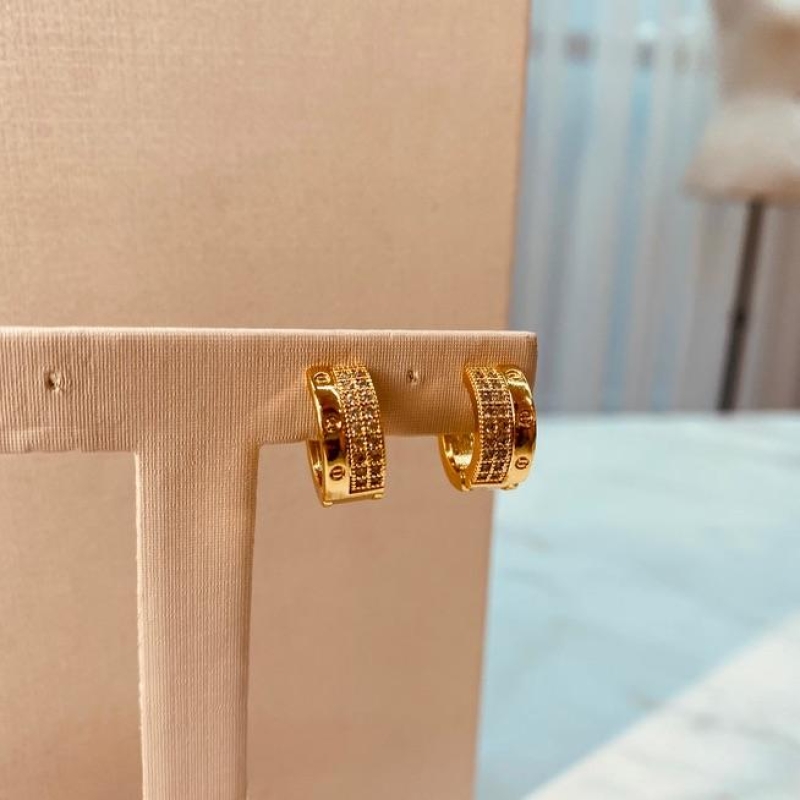 BR OURO ARGOLA MEIA MICRO CRAVEJADO MEIA CARTIER