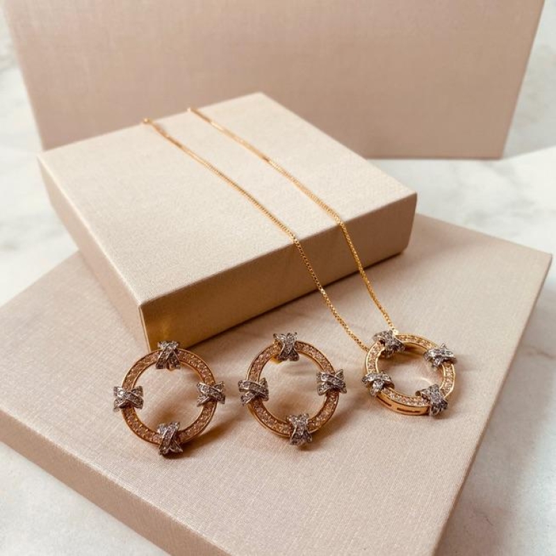 CJ OURO DETALHE PRATA X MICRO CRAVEJADO