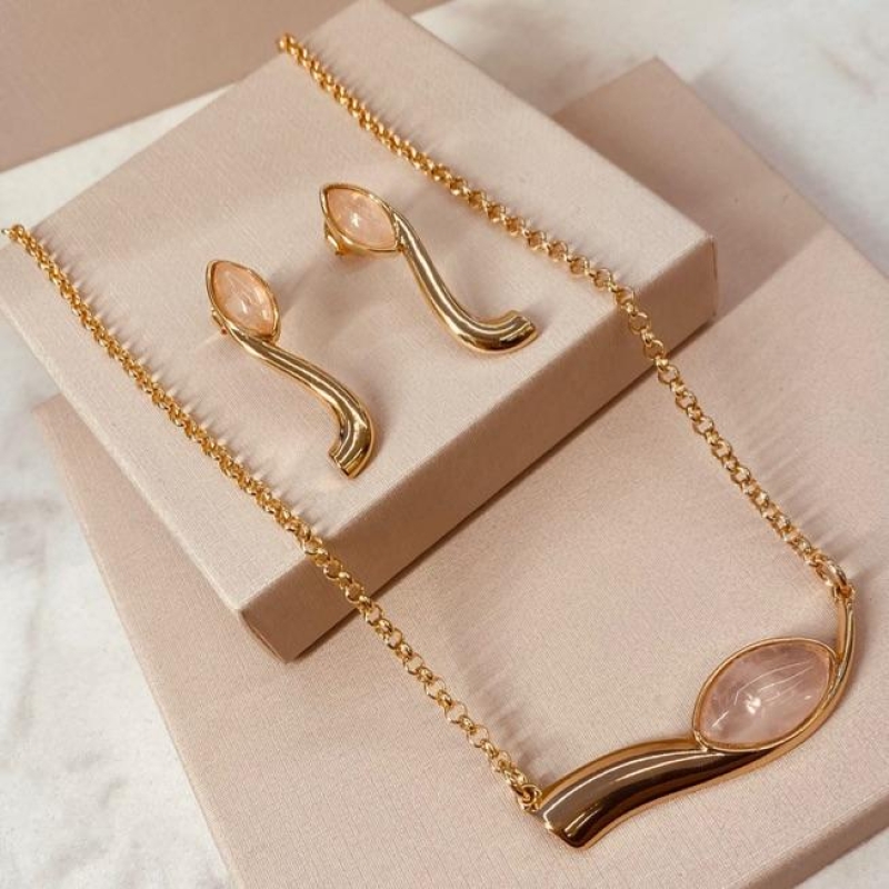 CJ OURO ONDA QUARTZO ROSA