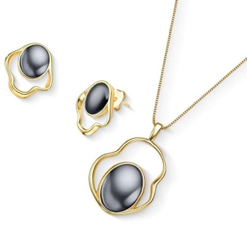 CJ OURO ORGANICO HEMATITA OVAL