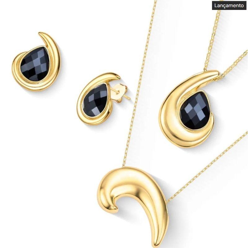 CJ OURO PORCELANA AGATA PRETA PEROLADA