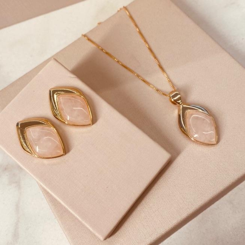 CJ OURO QUARTZO ROSA