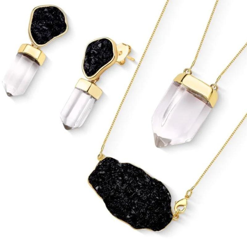 CJ OURO TURMALINA E CRISTAL DE ROCHA