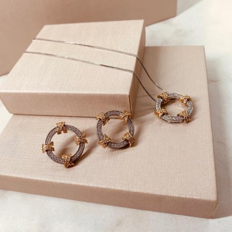 CJ PRATA DETALHE OURO X MICRO CRAVEJADO