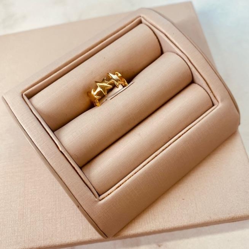 AN OURO FALANGE ESTRELAS LISAS