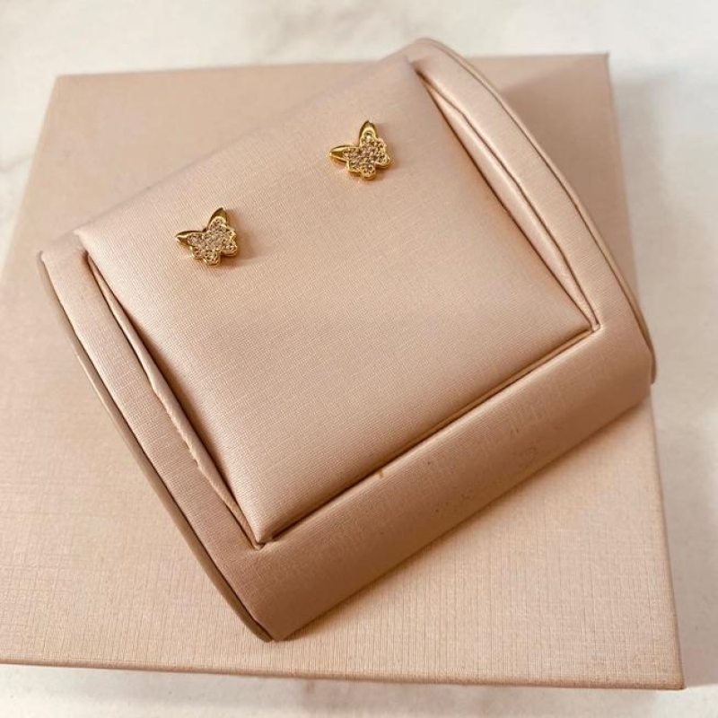 BR OURO BORBOLETA MICRO CRAVEJADA