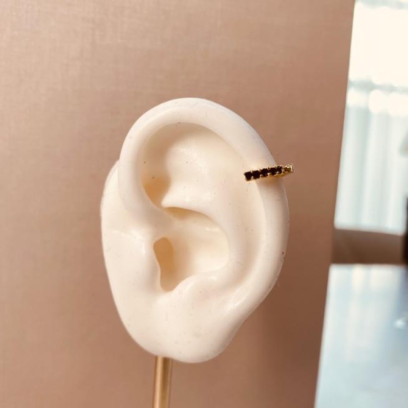 PIERCING OURO FINO ZIRCONIA NEGRA