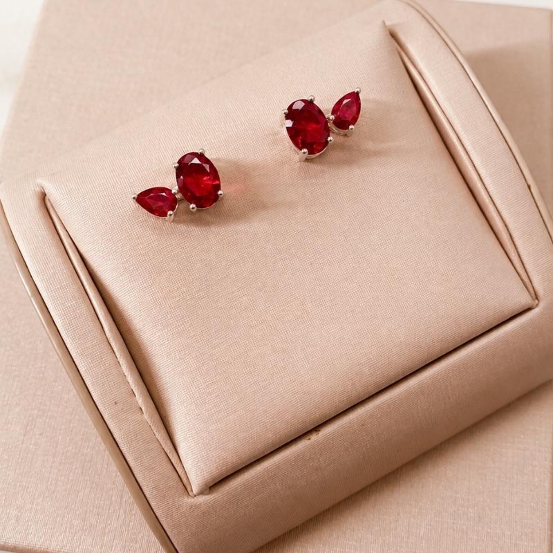 BR PRATA ZIRCONIA OVAL E GOTA RUBI