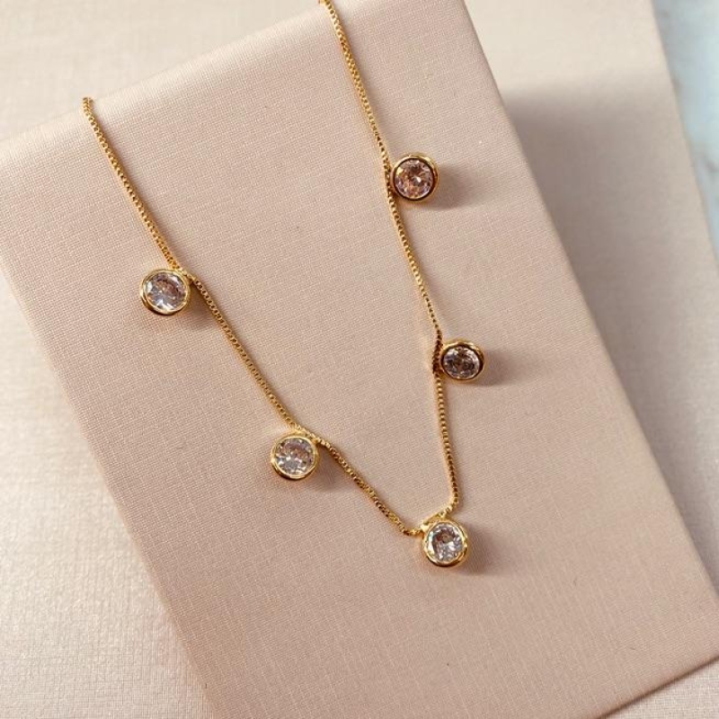 CK OURO VENEZIANA ZIRCONIAS PENDURADAS