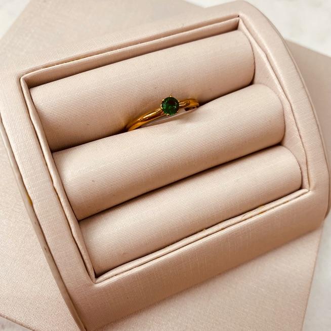 AN AÇO OURO SOLITÁRIO ESMERALDA