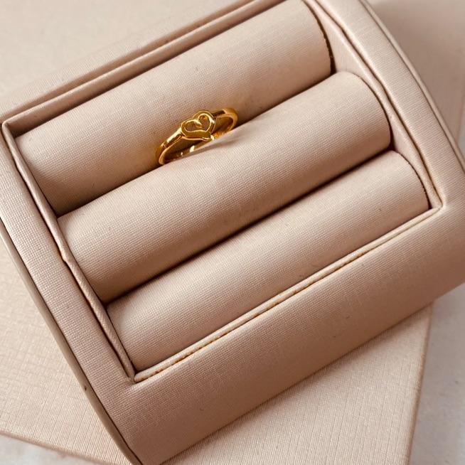 AN OURO FALANGE LISO CORAÇÃO VAZADO