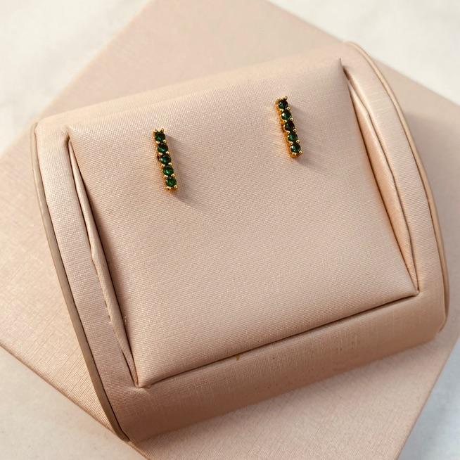 BR OURO 5 ZIRCONIAS ESMERALDAS