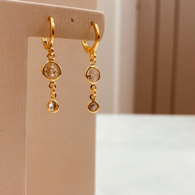 BR OURO ARGOLA FINA 2 PGS ZIRCONIAS