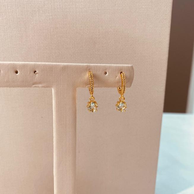 BR OURO ARGOLA FINA MICRO CRAVEJADA PG AZUL BEBE