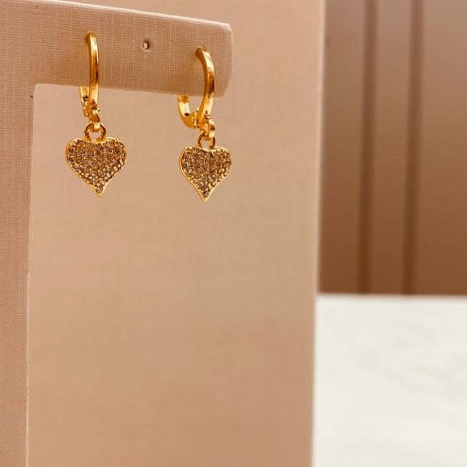 BR OURO ARGOLA FINA PG CORAÇÃO MICRO CRAVEJADO