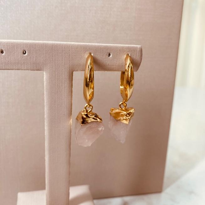 BR OURO ARGOLA PG QUARTZO ROSA